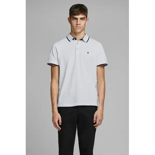 Jack Jones, Tricou polo slim fit de bumbac organic Paulos, Alb, XL