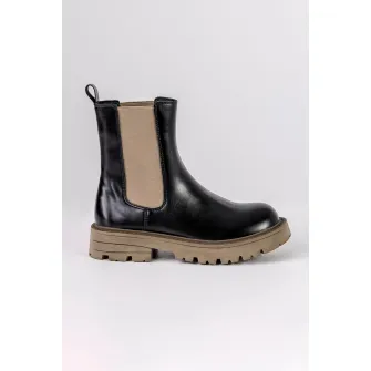 MUSK, Ghete Chelsea de piele ecologica, Negru, Maro deschis, 37