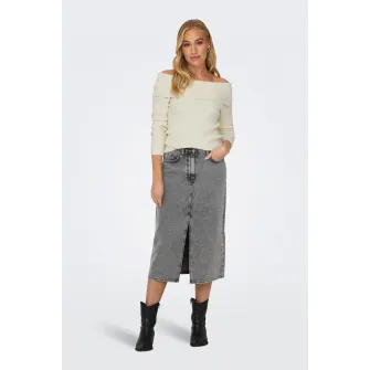 Only, Pulover striat cu decolteu pe umeri Katia, Crem, XL