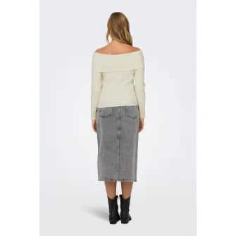 Only, Pulover striat cu decolteu pe umeri Katia, Crem, XL