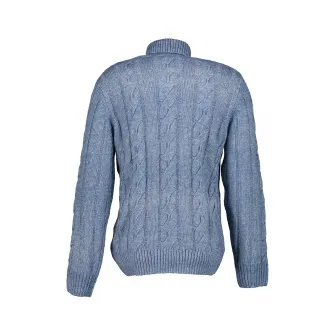 Pierre Cardin, Pulover cu guler inalt si model torsade, Albastru pastel, 2XL