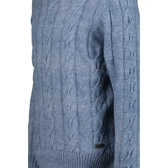 Pierre Cardin, Pulover cu guler inalt si model torsade, Albastru pastel, 2XL