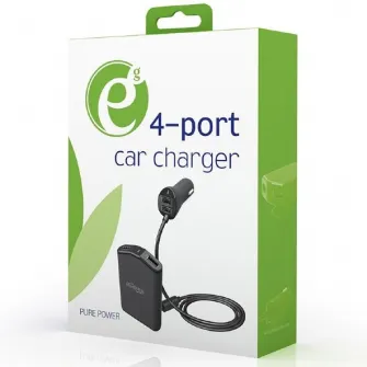 Alimentator auto Gembird, 4 x USB, 1.8m, maxim 9.6A, Negru, EG-4U-CAR-01