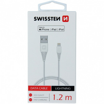 Cablu Date si Incarcare Swissten, USB la Lightning, 1.2m, Alb