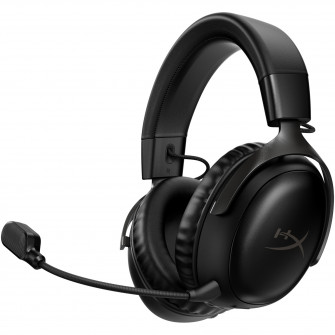 Casti gaming wireless HyperX Cloud III, DTS Headphone:X Spatial Audio, 2.4GHz, spuma cu memorie, microfon 10mm metal mesh si noise cancelling, PC/PS5/PS4/Switch, negru