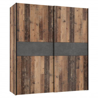 Dulap Kring Sauvo, dimensiuni 170x190x61 culoare vintage, 2 usi culisante, 2 bare de umerase