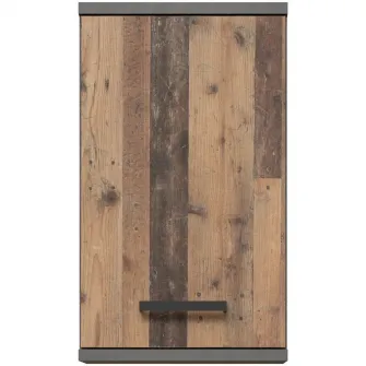 Dulap suspendat pentru baie Forte Veris, 1 usa, 40.2x29x68.8 cm, beton optic gri inchis/ lemn vintage