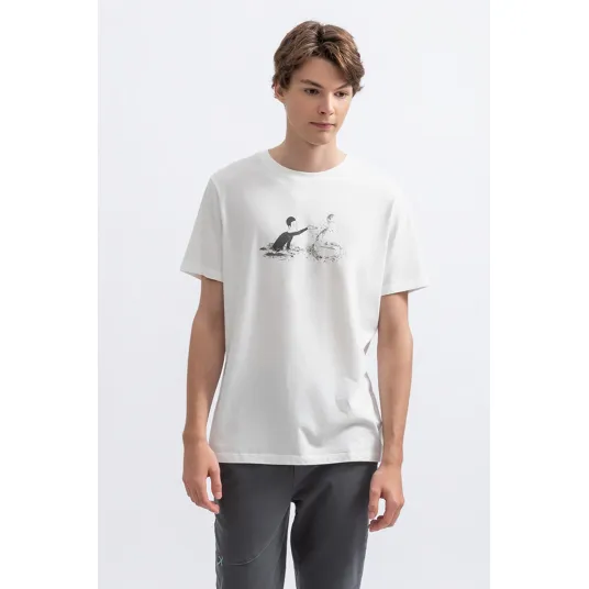 KAFT, Tricou unisex cu imprimeu grafic, Alb murdar, 2XL
