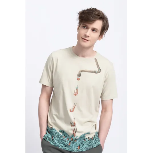 KAFT, Tricou unisex cu imprimeu grafic, Verde, Grej, XS