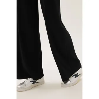 Marks  Spencer, Pantaloni cu croiala ampla si talie inalta, Negru, 12-Short