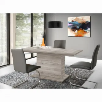 Masa extensibila Forte Allister, dimensiuni 160-200x 76.6x 90 cm, culoare stejar nisipiu