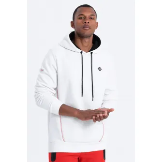 OMBRE, Hanorac cu buzunare cu fermoar, Alb optic, 2XL