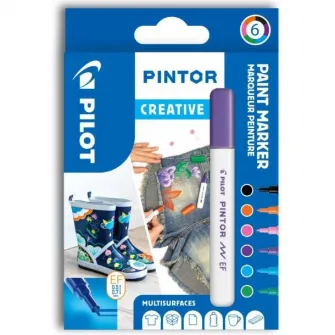 Set markere Pilot Pintor, creativ, mix 6 culori, varf extra-fin