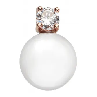 U.S. Polo Assn., Cercei decorati cu perle de sticla si zirconia, Alb, Auriu rose