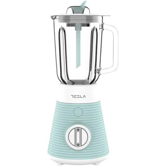 Blender Tesla Delight Collection BL510BWS, 500W, 1.5L, 1 viteza + functie Pulse, bol de sticla, albastru/alb