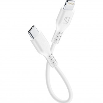Cablu Date Cellularline, Power USB-C to Lightning MFI 15cm, Alb