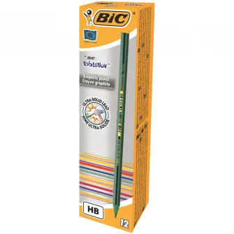 Creion grafit Bic Evolution STRIPES 646 fara radiera, 12 buc/cutie