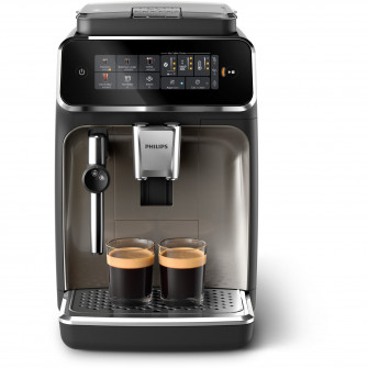 Espressor automat Philips seria 3200 EP3326/90, sistem clasic de spumare, 5 tipuri de bauturi, ecran tactil intuitiv, Tehnologie noua SilentBrew, Aplicatie Coffee+, negru/auriu