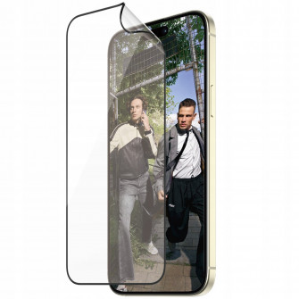 Folie protectie pentru Iphone 15 Plus, PanzerGlass, Sticla, Rama neagra, Transparent