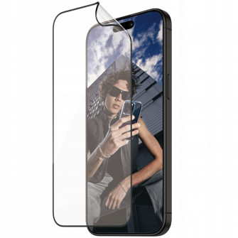Folie protectie pentru Iphone 15 Pro Max, PanzerGlass, Sticla, Rama neagra, Transparent