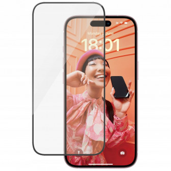 Folie protectie telefon, PanzerGlass, Compatibila cu Iphone 15, Sticla securizata, Negru/Transparent