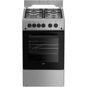 Aragaz Beko FSGT52110DXON, Gaz, 4 arzatoare, Aprindere electrica plita/cuptor, 50 cm, Inox