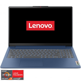 Laptop Lenovo IdeaPad Slim 3 15ABR8 cu procesor AMD Ryzen™ 7 5825U pana la 4.5AGHz, 15.6'' Full, 8GB DDR4 RAM, 512GB SSD, AMD Radeon™ Graphics, No OS, Abyss Blue