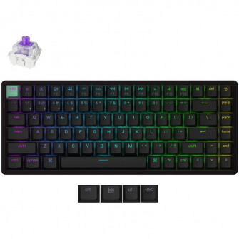 Tastatura mecanica wireless Keychron K2 HE, 2.4GHz/Bluetooth, switch-uri magnetice, aluminiu si lemn, taste double-shot PBT, standard version, negru