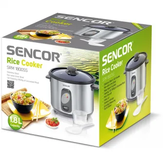 Aparat de gatit orez, Sencor, 700 W, 1.8 L, Argintiu/Negru