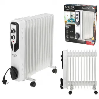 Calorifer electric cu ulei Adler, 11 elementi, termostat reglabil, alb