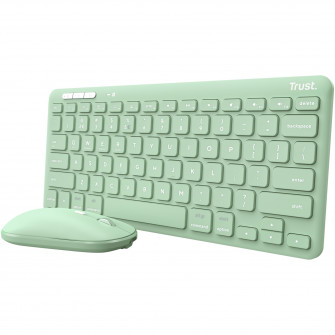 Kit tastatura + mouse Wireless/Bluetooth, Trust LYRA, Multi-Device, Layout US, mouse 800-1600 DPI, verde
