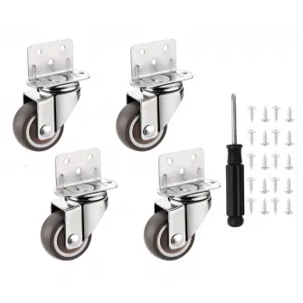 Set 4 roti pivotante, SINBINTA, Amortizoare silentioase, 360 de grade, Facil de operat, Usor de instalat si utilizat, Durabil si robust, Pentru proiecte DIY mici, pat pentru copiiпјЊmobilier, Metal, 25mm, Argintiu