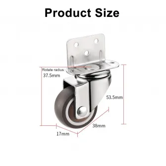 Set 4 roti pivotante, SINBINTA, Amortizoare silentioase, 360 de grade, Facil de operat, Usor de instalat si utilizat, Durabil si robust, Pentru proiecte DIY mici, pat pentru copiiпјЊmobilier, Metal, 25mm, Argintiu