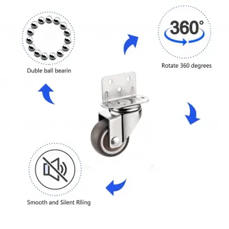 Set 4 roti pivotante, SINBINTA, Amortizoare silentioase, 360 de grade, Facil de operat, Usor de instalat si utilizat, Durabil si robust, Pentru proiecte DIY mici, pat pentru copiiпјЊmobilier, Metal, 25mm, Argintiu