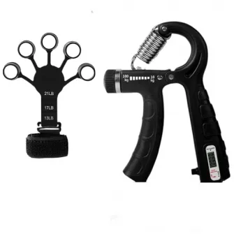 Set antrenament pentru maini Stnqtsrv, contor electronic 10-100kg, 5 degete, negru