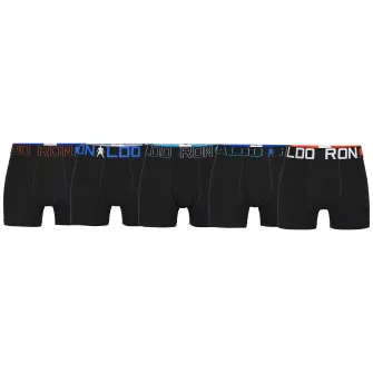 CR7, Set de boxeri cu banda logo in talie - 5 perechi, Negru, 140-146 CM