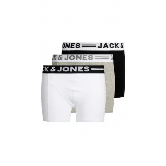 Jack & Jones, Set de boxeri cu banda logo Sense - 3 perechi, Alb, Gri melange, Negru, 152 CM
