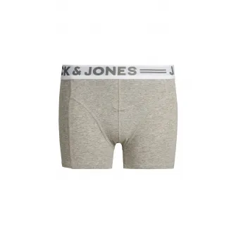 Jack & Jones, Set de boxeri cu banda logo Sense - 3 perechi, Alb, Gri melange, Negru, 152 CM