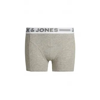 Jack & Jones, Set de boxeri cu banda logo Sense - 3 perechi, Alb, Gri melange, Negru, 164 CM