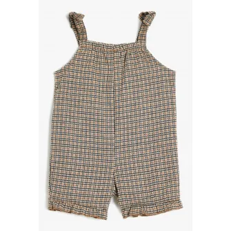KOTON, Salopeta lunga cu model herringbone, Gri, 74-80 CM