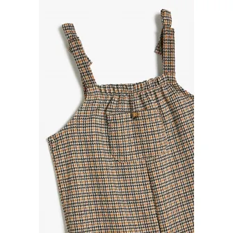KOTON, Salopeta lunga cu model herringbone, Gri, 74-80 CM