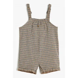 KOTON, Salopeta lunga cu model herringbone, Gri, 74-80 CM