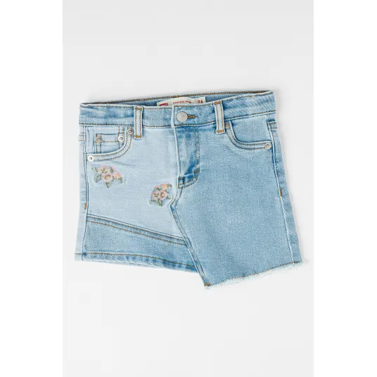 Levi's, Fusta asimetrica de denim, Verde, Roz pal, Albastru deschis, 92 CM
