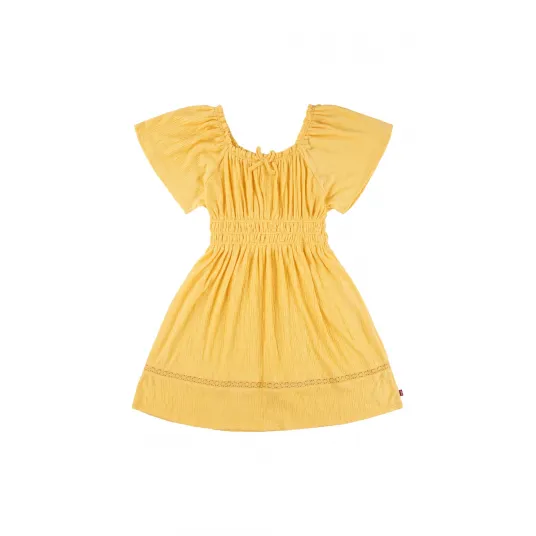 Levi's, Rochie texturata cu croiala in A, Galben pai, 98 CM
