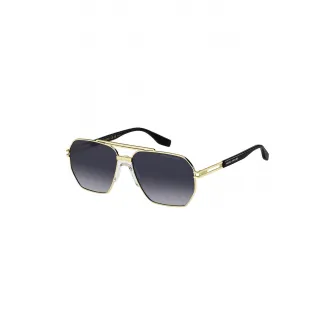 Marc Jacobs, Ochelari de soare aviator cu rama metalica, Auriu, Negru, 60-14-145