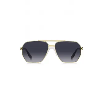 Marc Jacobs, Ochelari de soare aviator cu rama metalica, Auriu, Negru, 60-14-145