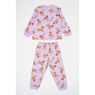 Original Marines, Pijama lunga cu desene, Maro cognac, Portocaliu, Lila, 74 CM