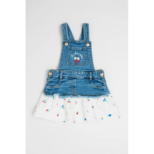 Original Marines, Salopeta 2-in-1 din denim, Alb, Albastru melange, 74 CM