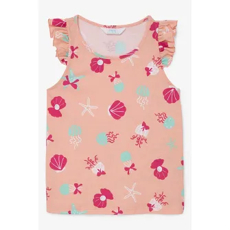 PENTI, Pijama din bumbac cu imprimeu, Fucsia, Roz somon, Verde menta, 110 CM