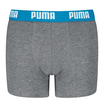 Puma, Set de boxeri cu banda logo in talie - 4 perechi, Gri, Albastru, 134-140 CM